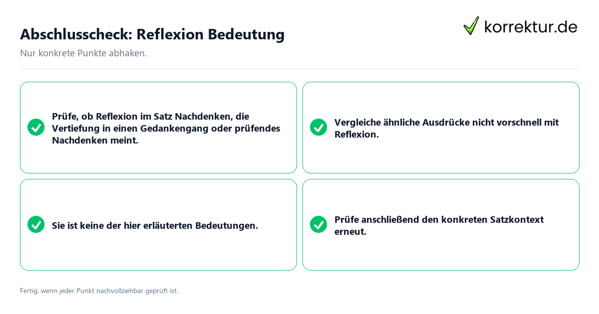 Abschlusscheck: Reflexion Bedeutung Konkreter Abschlusscheck zu Reflexion Bedeutung