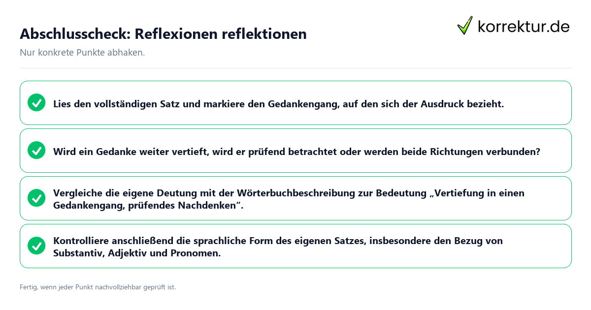 Konkreter Abschlusscheck zu Reflexionen reflektionen