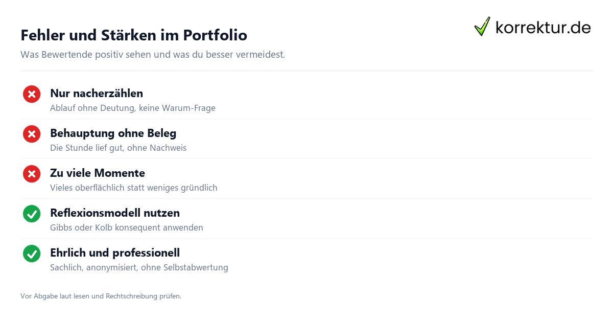 Fehler und Stärken im Portfolio Typische Fehler im Reflexionsportfolio Lehramt vermeiden