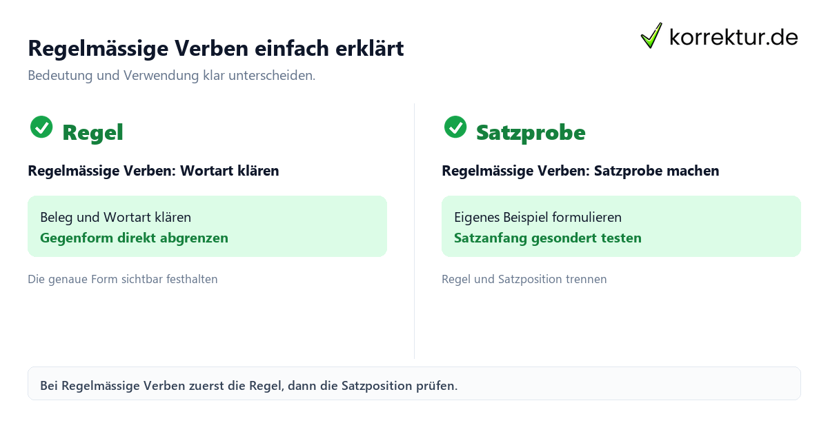 Regelmässige Verben einfach erklärt mit Bedeutung und passender Verwendung im Vergleich