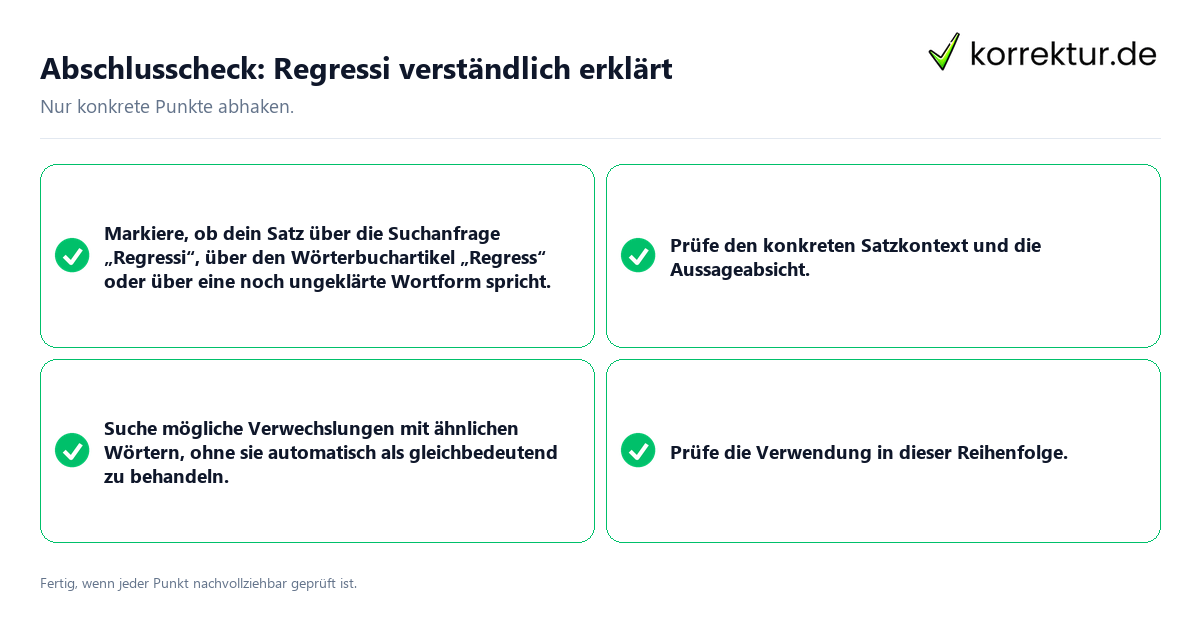 Abschlusscheck: Regressi verständlich erklärt Konkreter Abschlusscheck zu Regressi verständlich erklärt