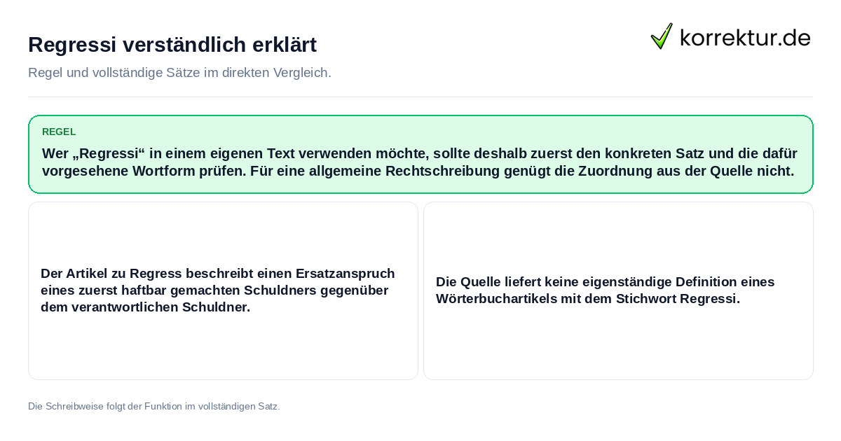 Regressi verständlich erklärt Konkrete Regel und vollständige Beispielsätze zu Regressi verständlich erklärt