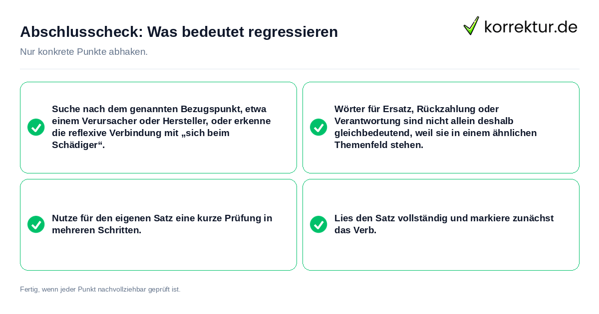 Konkreter Abschlusscheck zu Was bedeutet regressieren