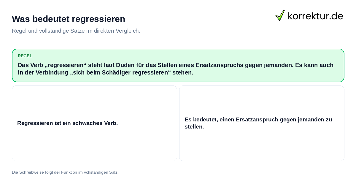 Konkrete Regel und vollständige Beispielsätze zu Was bedeutet regressieren