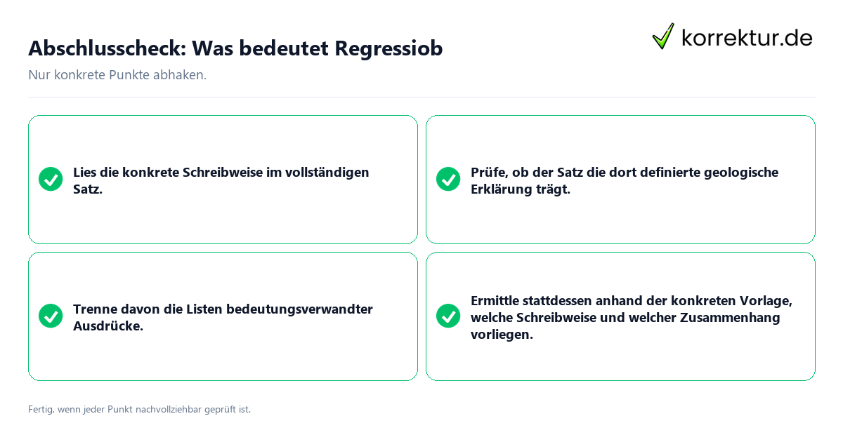 Konkreter Abschlusscheck zu Was bedeutet Regressiob