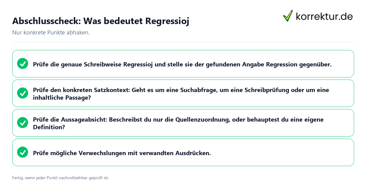Konkreter Abschlusscheck zu Was bedeutet Regressioj