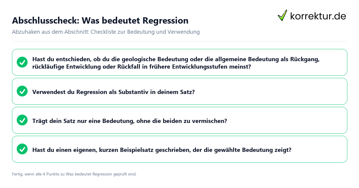Konkreter Abschlusscheck zu Was bedeutet Regression