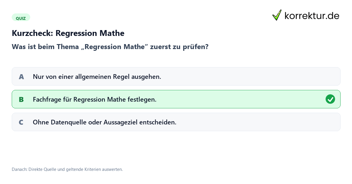 Kurzcheck: Regression Mathe Regression Mathe mit einem Kurzquiz zum sinnvollen nächsten Schritt