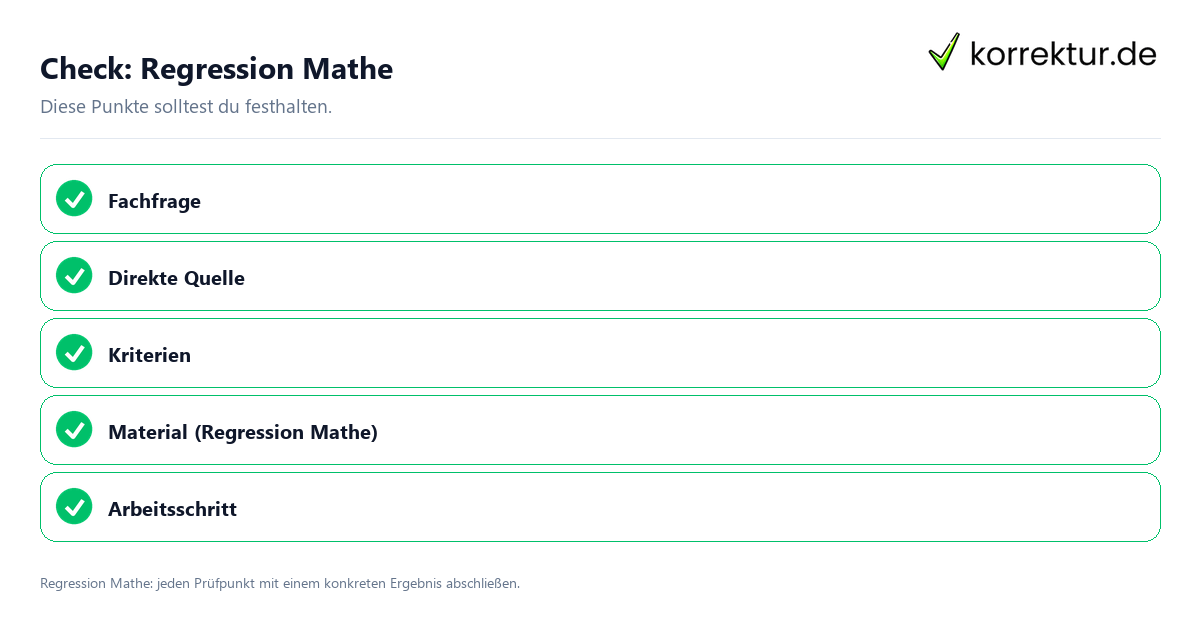 Check: Regression Mathe Regression Mathe mit einer themenspezifischen Checkliste