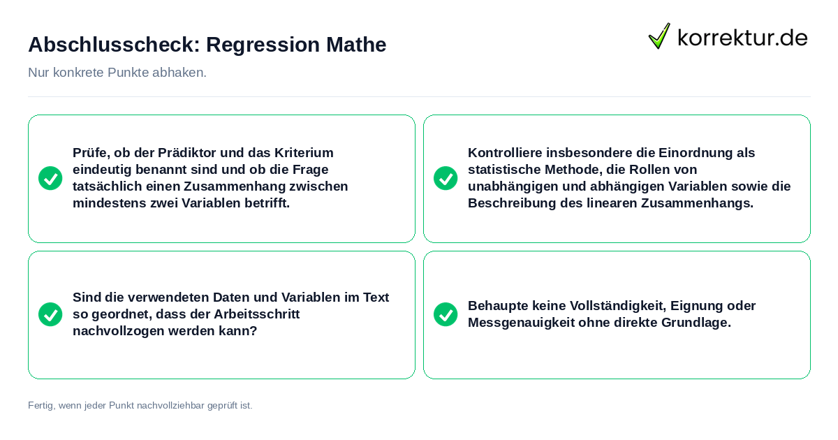 Abschlusscheck: Regression Mathe Konkreter Abschlusscheck zu Regression Mathe