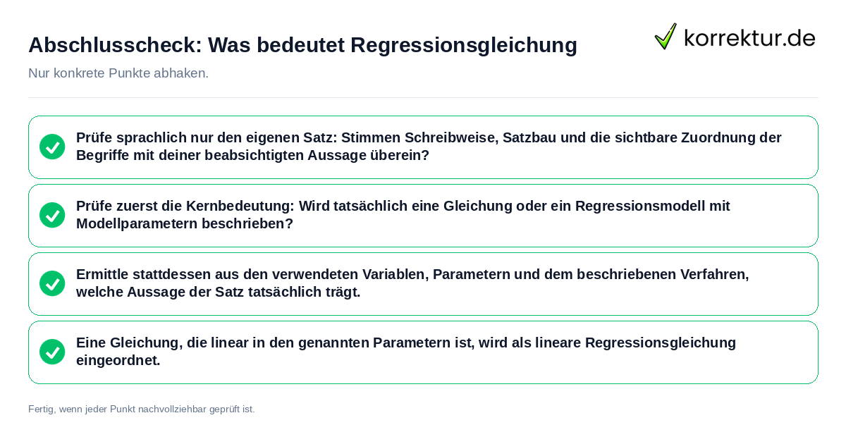 Konkreter Abschlusscheck zu Was bedeutet Regressionsgleichung