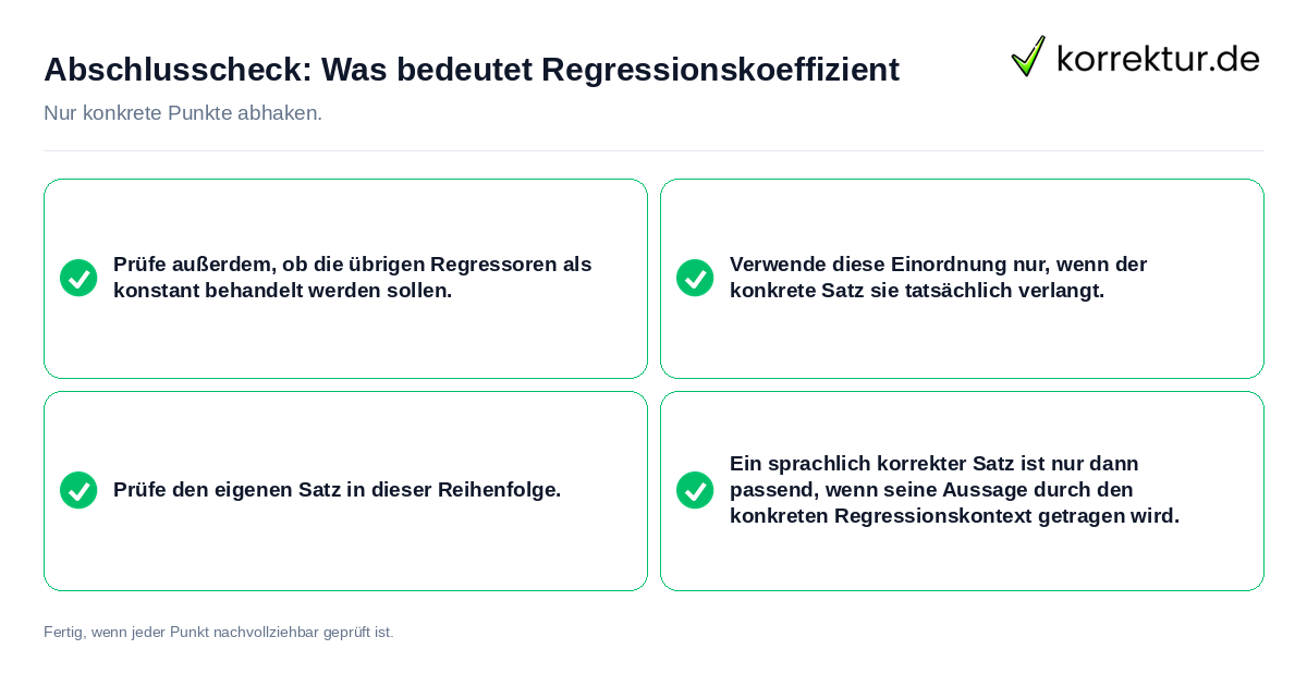 Konkreter Abschlusscheck zu Was bedeutet Regressionskoeffizient