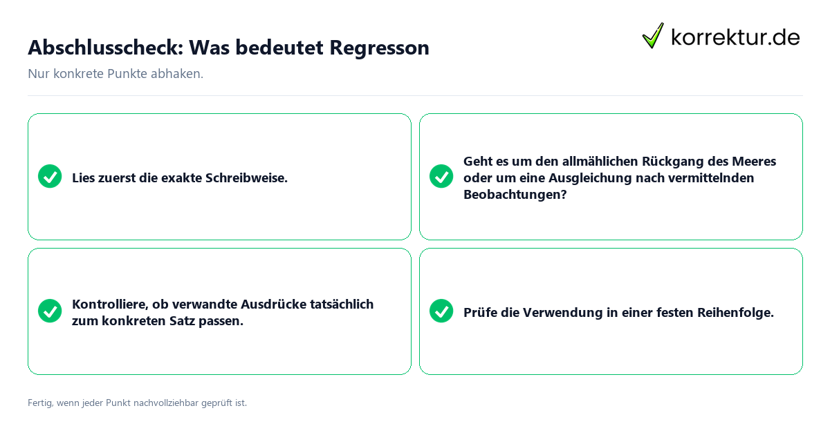 Abschlusscheck: Was bedeutet Regresson Konkreter Abschlusscheck zu Was bedeutet Regresson