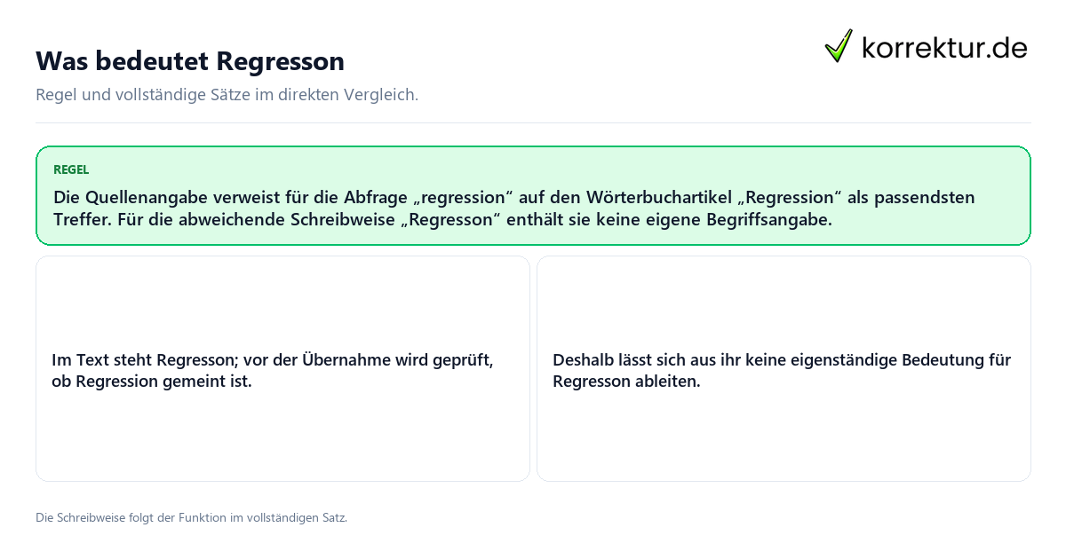 Was bedeutet Regresson Konkrete Regel und vollständige Beispielsätze zu Was bedeutet Regresson