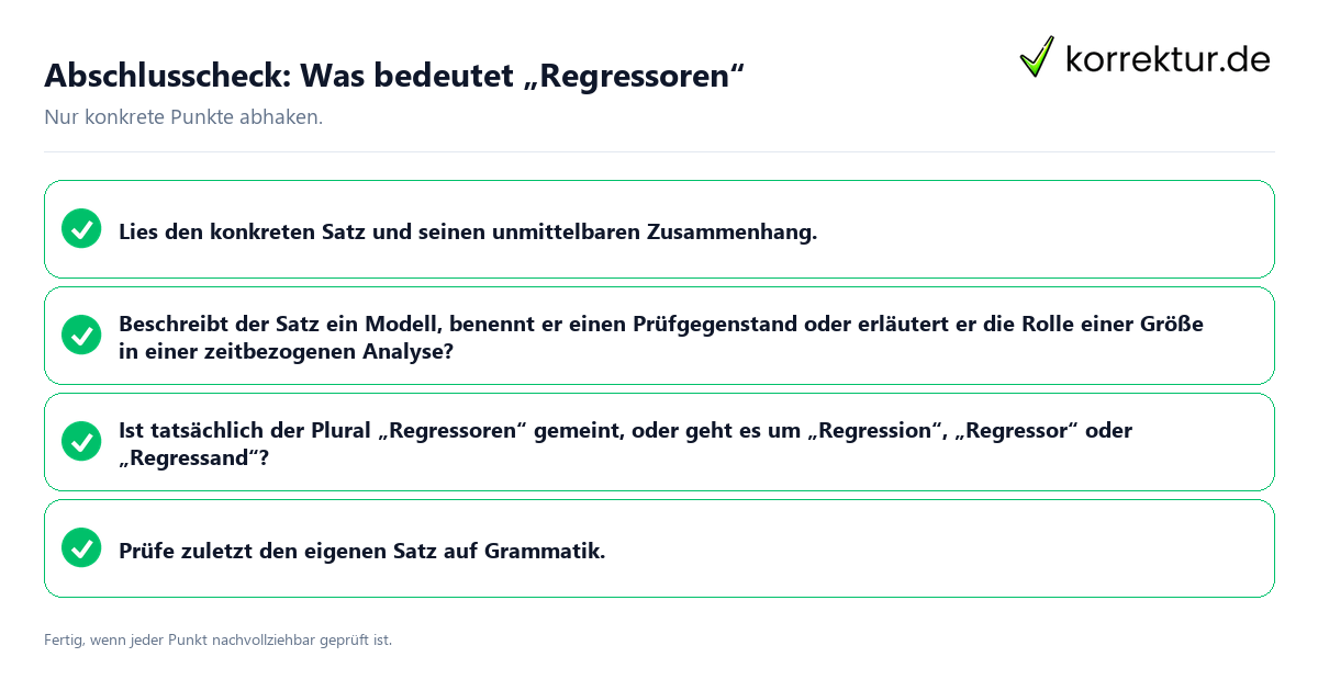 Konkreter Abschlusscheck zu Was bedeutet „Regressoren“