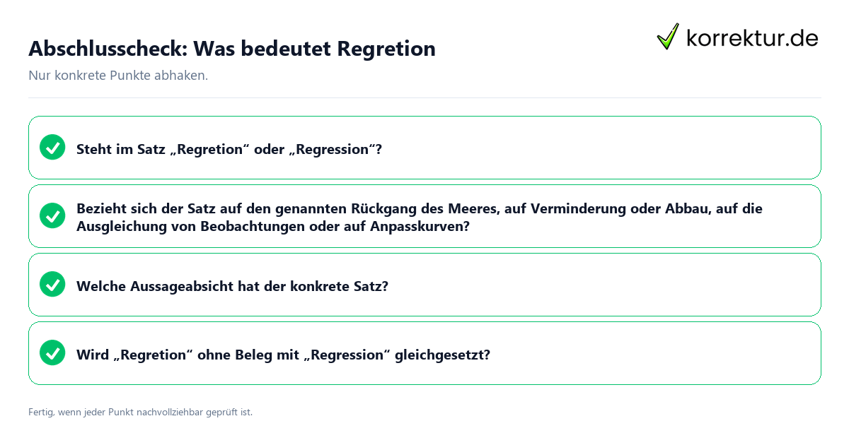 Konkreter Abschlusscheck zu Was bedeutet Regretion