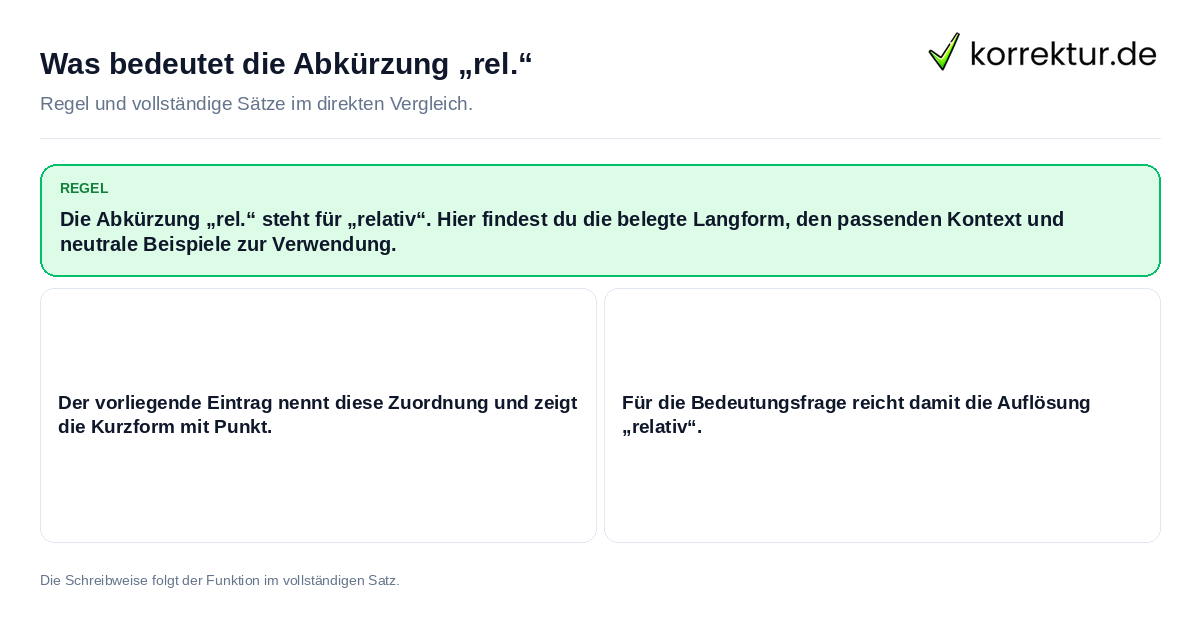 Was bedeutet die Abkürzung „rel.“ Konkrete Regel und vollständige Beispielsätze zu Was bedeutet die Abkürzung „rel.“