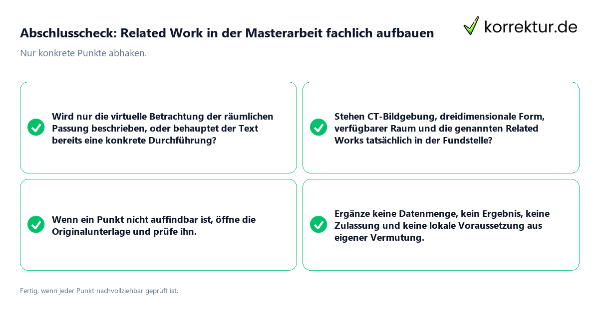 Konkreter Abschlusscheck zu Related Work in der Masterarbeit fachlich aufbauen