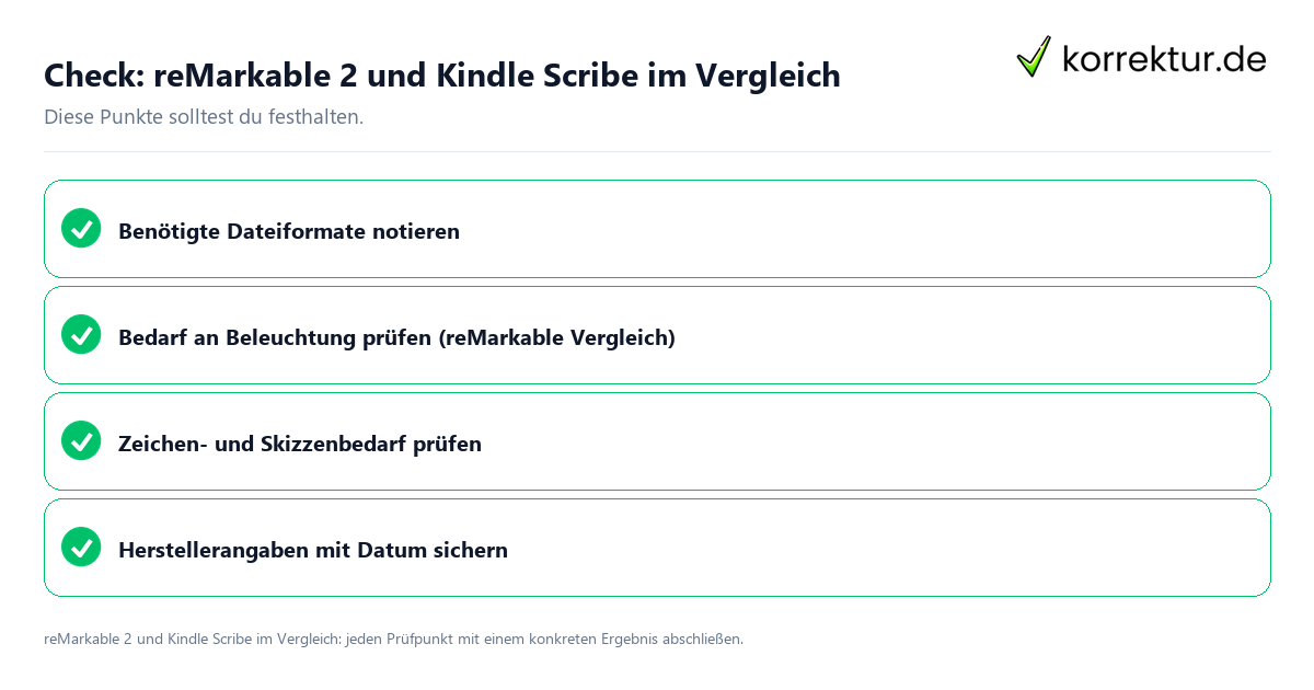Check: reMarkable 2 und Kindle Scribe im Vergleich ReMarkable 2 und Kindle Scribe im Vergleich mit einer themenspezifischen Checkliste