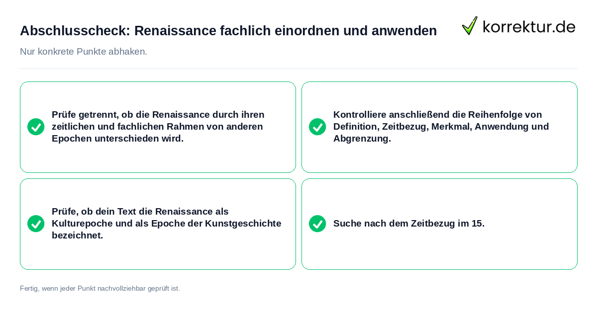 Abschlusscheck: Renaissance fachlich einordnen und anwenden Konkreter Abschlusscheck zu Renaissance fachlich einordnen und anwenden