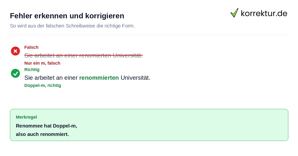 Beispielsatz renommiert richtig schreiben korrigiert