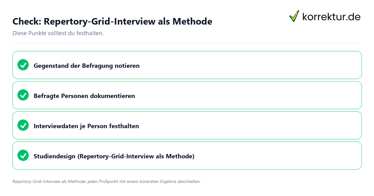 Repertory-Grid-Interview als Methode mit einer themenspezifischen Checkliste