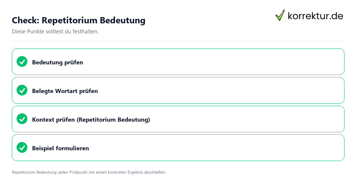 Check: Repetitorium Bedeutung Repetitorium Bedeutung mit einer themenspezifischen Checkliste