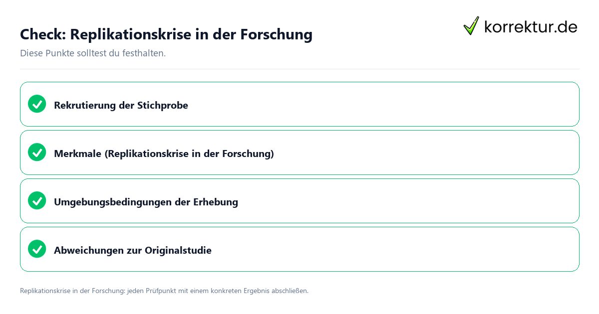 Check: Replikationskrise in der Forschung Replikationskrise in der Forschung mit einer themenspezifischen Checkliste