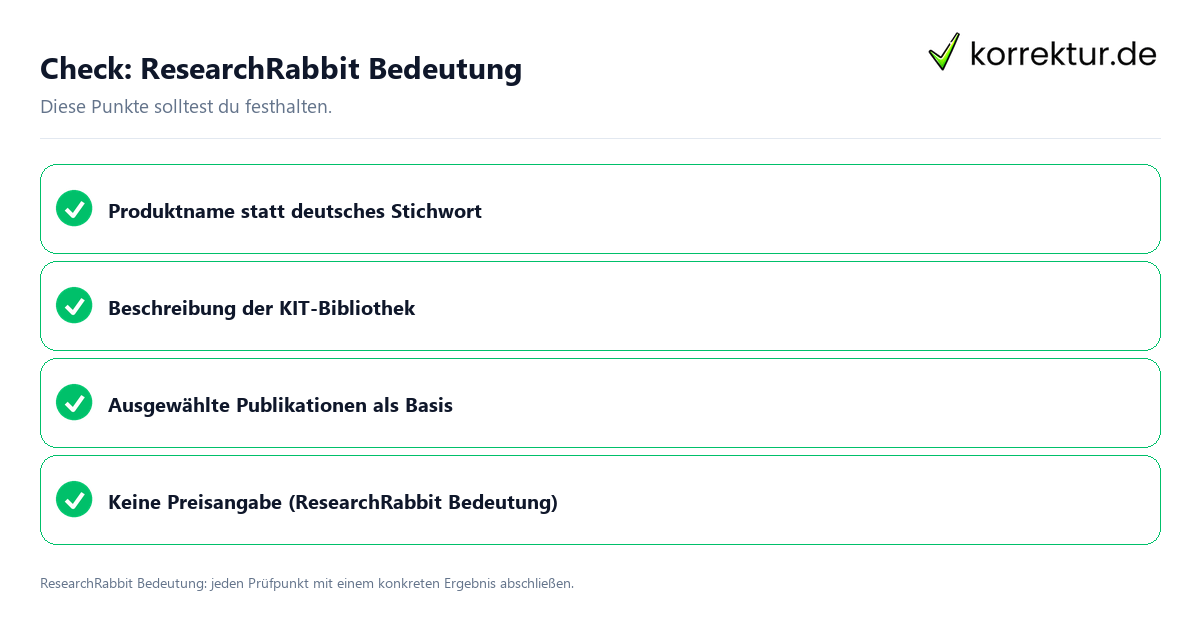 ResearchRabbit Bedeutung mit einer themenspezifischen Checkliste