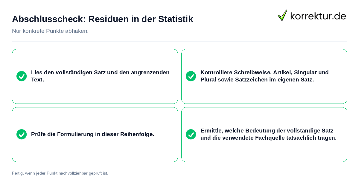 Konkreter Abschlusscheck zu Residuen in der Statistik