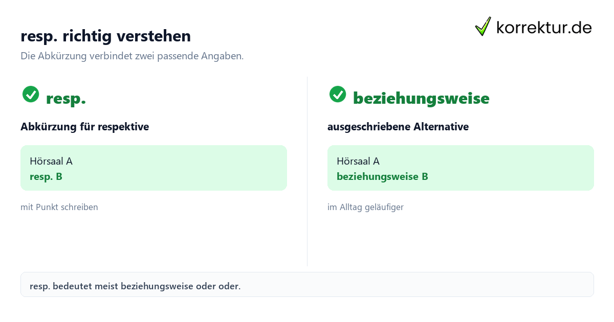 resp. richtig verstehen resp Bedeutung: respektive und beziehungsweise im Vergleich
