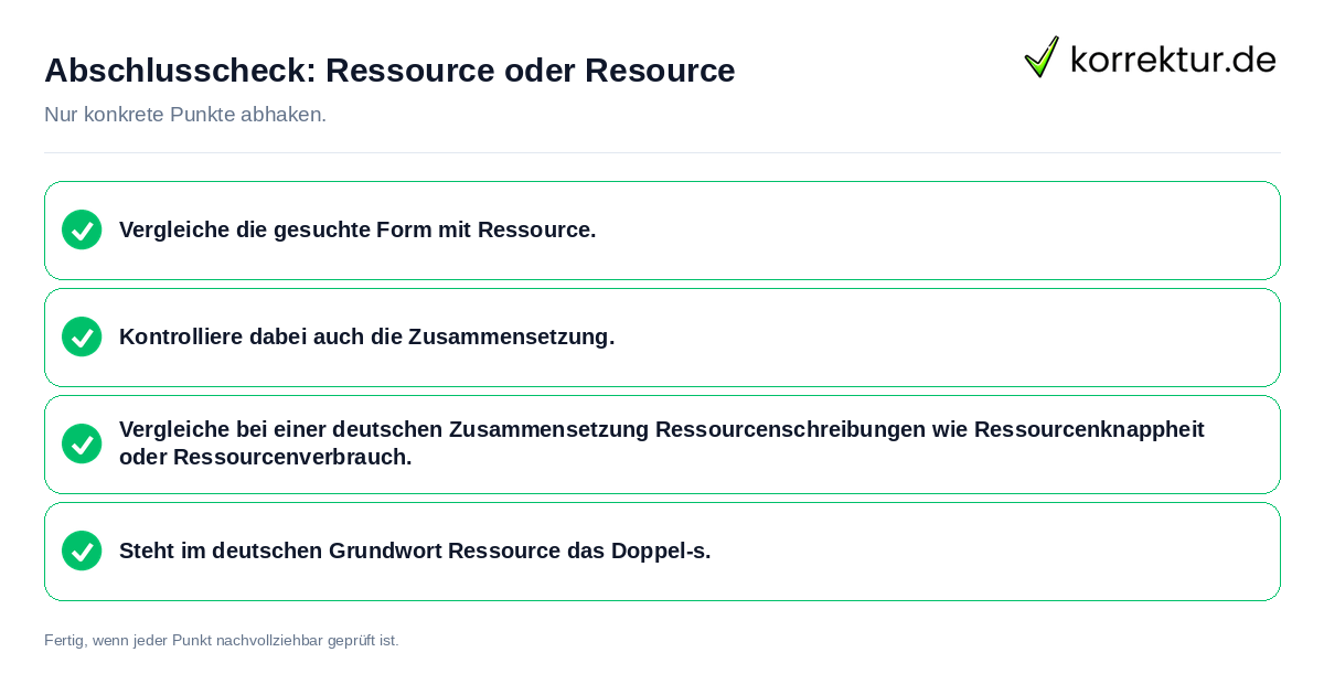Abschlusscheck: Ressource oder Resource Konkreter Abschlusscheck zu Ressource oder Resource