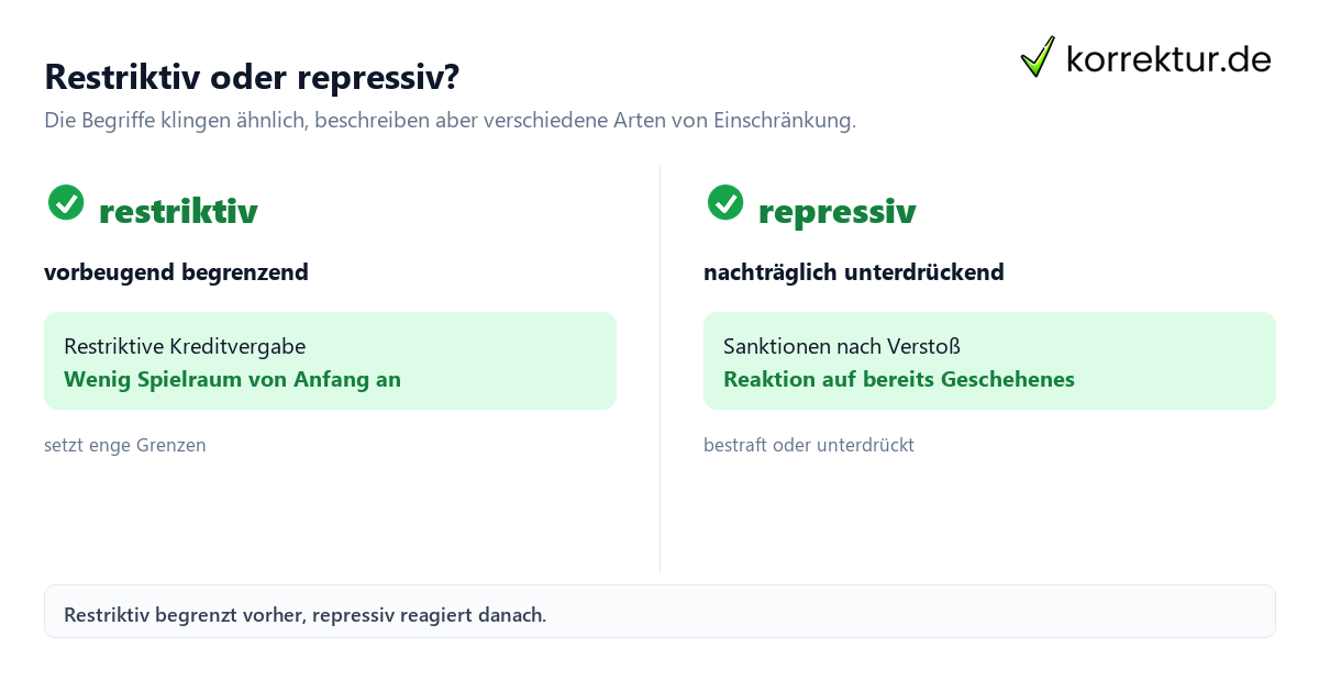Restriktiv oder repressiv? restriktiv Bedeutung: Unterschied zu repressiv einfach erklärt