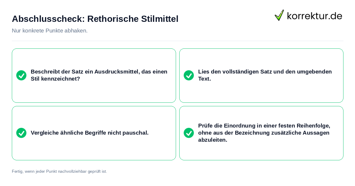 Abschlusscheck: Rethorische Stilmittel Konkreter Abschlusscheck zu Rethorische Stilmittel