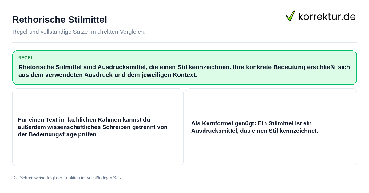 Rethorische Stilmittel Konkrete Regel und vollständige Beispielsätze zu Rethorische Stilmittel
