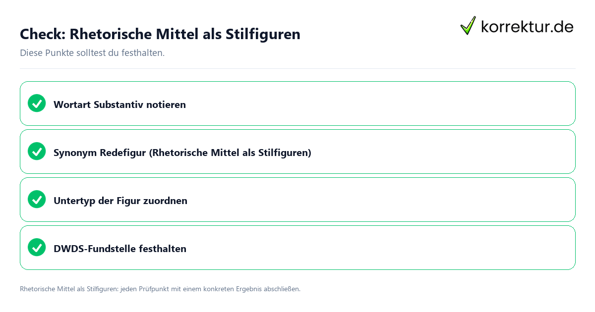 Rhetorische Mittel als Stilfiguren mit einer themenspezifischen Checkliste