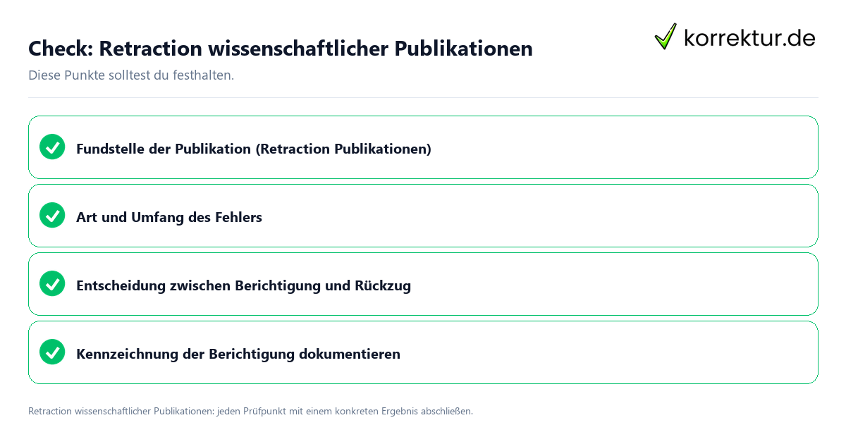 Check: Retraction wissenschaftlicher Publikationen Retraction wissenschaftlicher Publikationen mit einer themenspezifischen Checkliste