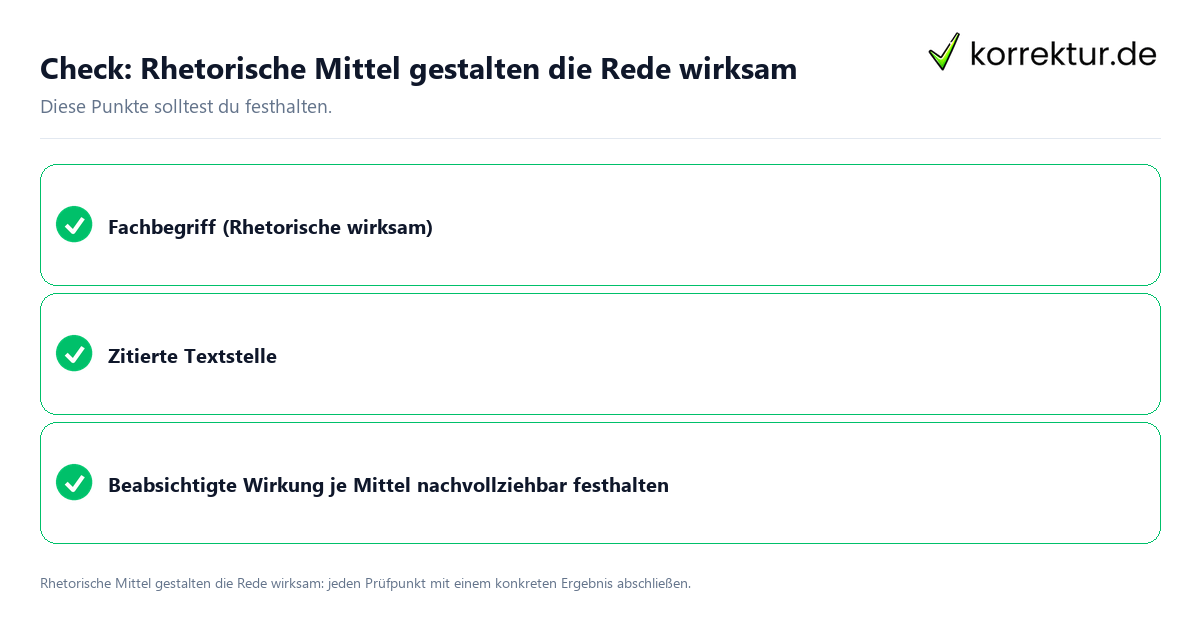 Rhetorische Mittel gestalten die Rede wirksam mit einer themenspezifischen Checkliste