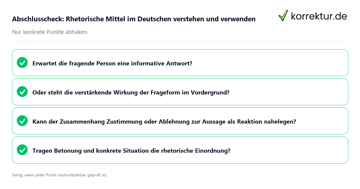 Abschlusscheck: Rhetorische Mittel im Deutschen verstehen und verwenden Konkreter Abschlusscheck zu Rhetorische Mittel im Deutschen verstehen und verwenden