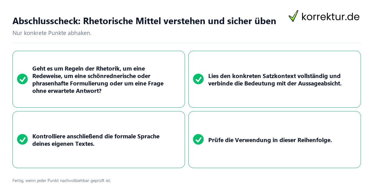 Abschlusscheck: Rhetorische Mittel verstehen und sicher üben Konkreter Abschlusscheck zu Rhetorische Mittel verstehen und sicher üben