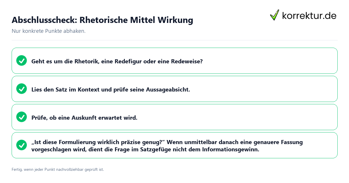 Abschlusscheck: Rhetorische Mittel Wirkung Konkreter Abschlusscheck zu Rhetorische Mittel Wirkung