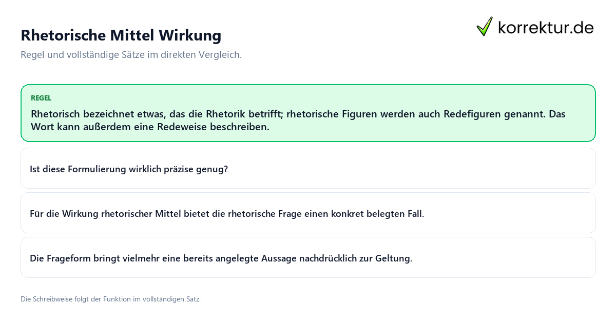 Rhetorische Mittel Wirkung Konkrete Regel und vollständige Beispielsätze zu Rhetorische Mittel Wirkung