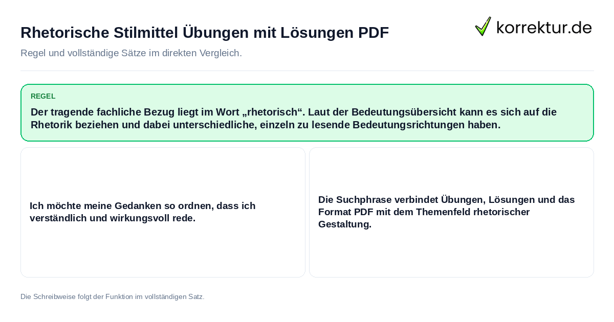 Konkrete Regel und vollständige Beispielsätze zu Rhetorische Stilmittel Übungen mit Lösungen PDF
