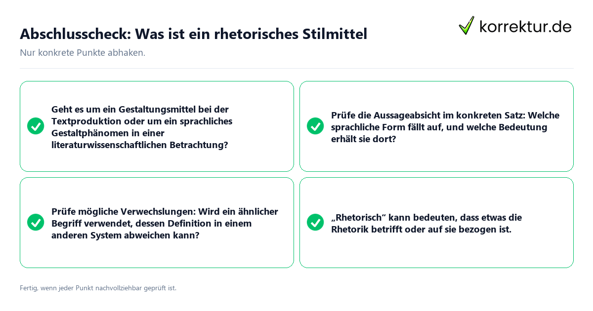 Konkreter Abschlusscheck zu Was ist ein rhetorisches Stilmittel
