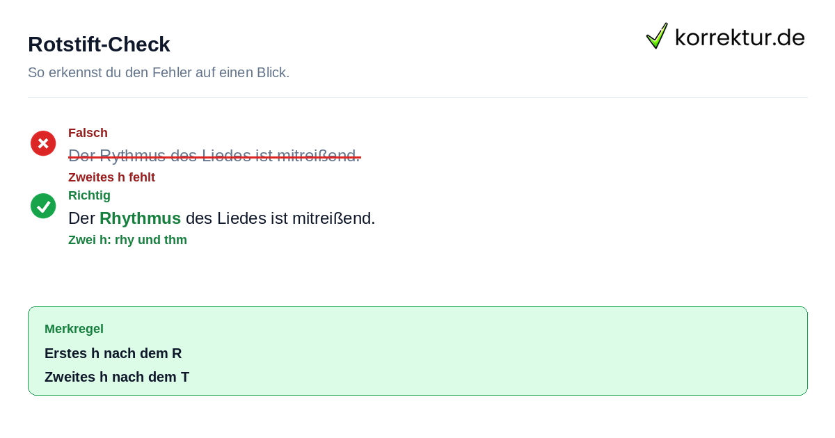 Rhythmus richtig schreiben statt Rythmus