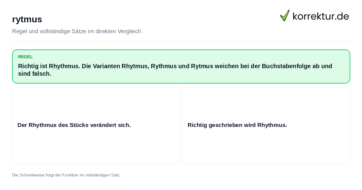 Konkrete Regel und vollständige Beispielsätze zu rytmus