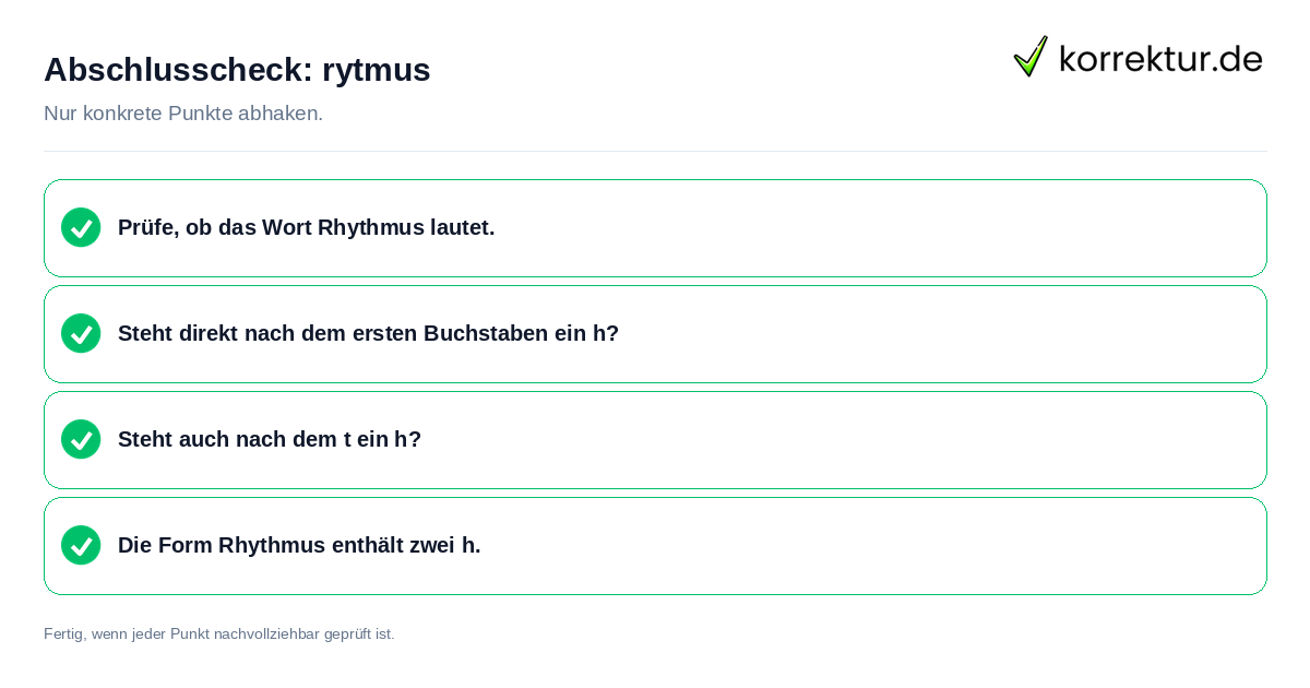 Konkreter Abschlusscheck zu rytmus
