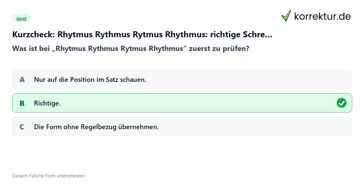Rhytmus Rythmus Rytmus Rhythmus: richtige Schreibweise mit einem Kurzquiz zum sinnvollen nächsten Schritt