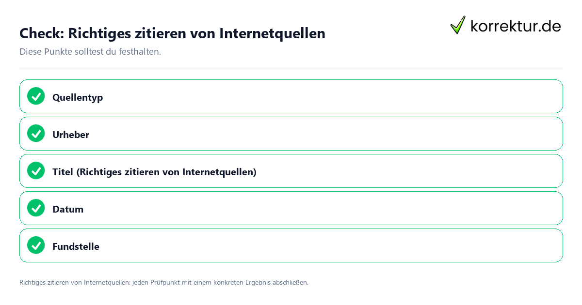Richtiges zitieren von Internetquellen mit einer themenspezifischen Checkliste