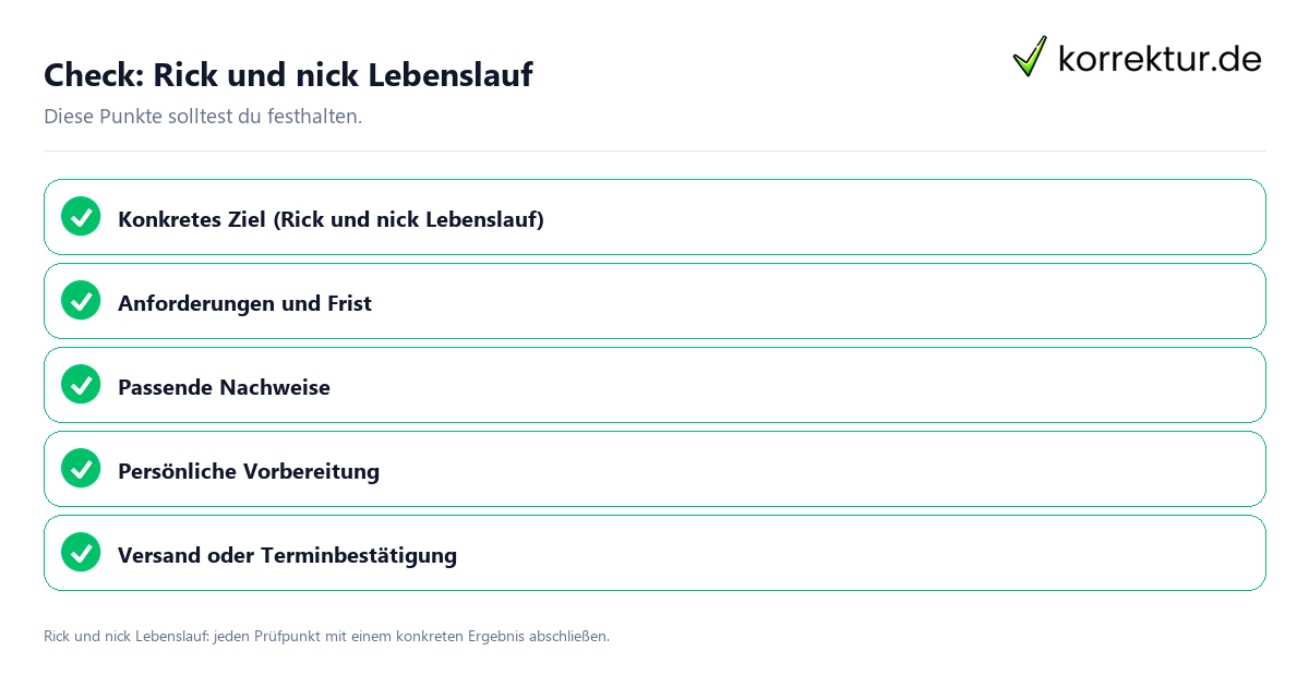 Rick und nick Lebenslauf mit einer themenspezifischen Checkliste